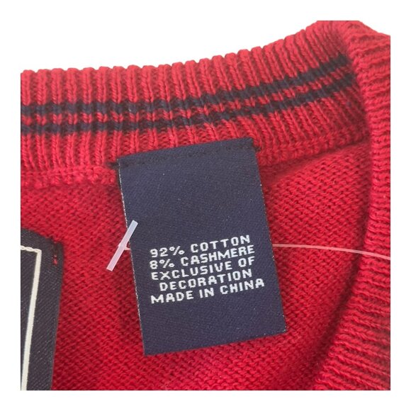 Chaps Mens Red V-Neck Sweater Size Large Cotton & Cashmere Blend Business Casual - Picture 5 of 12